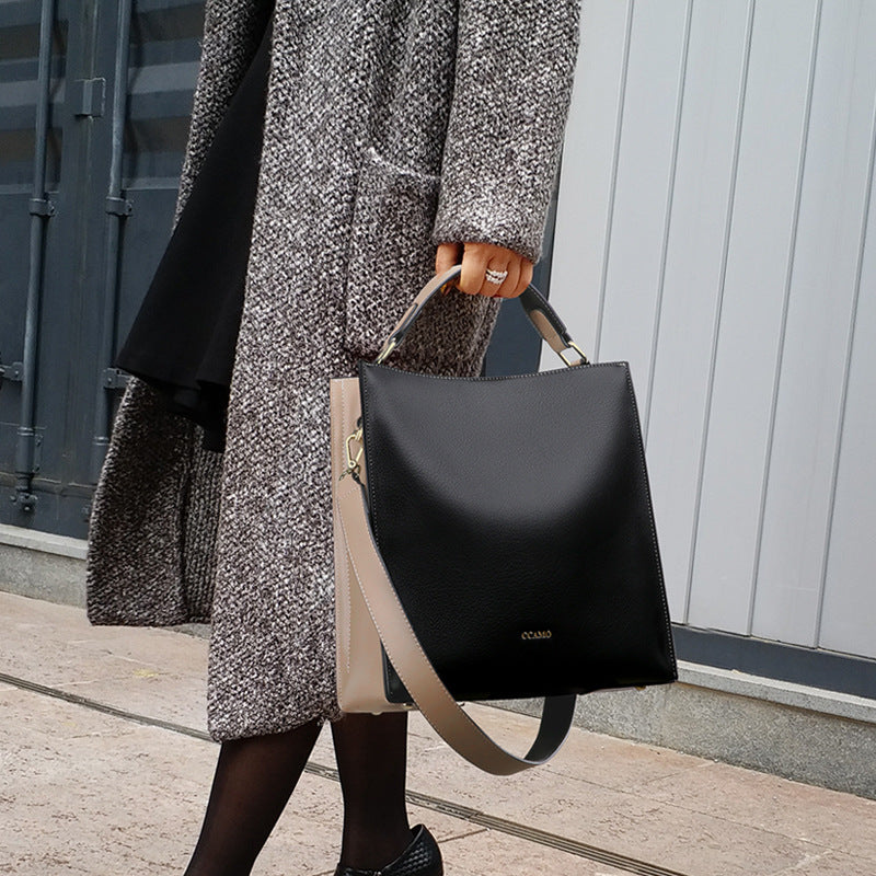 Women's Colour Contrast Square Box Shoulder Bag – Soft PU High-Sense Handbag