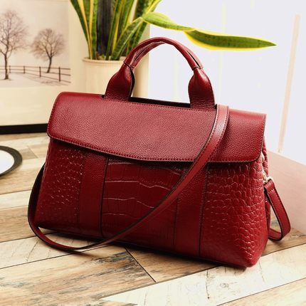 Women's First Layer Cowhide Boston Bag – Genuine Leather Shoulder & Messenger Handbag