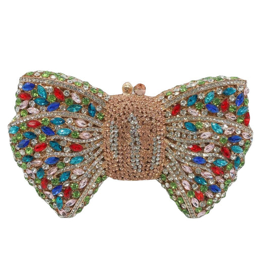 Women's Bow Diamond Rhinestone Clutch – Hard Metal Evening Bag in 22 Colours