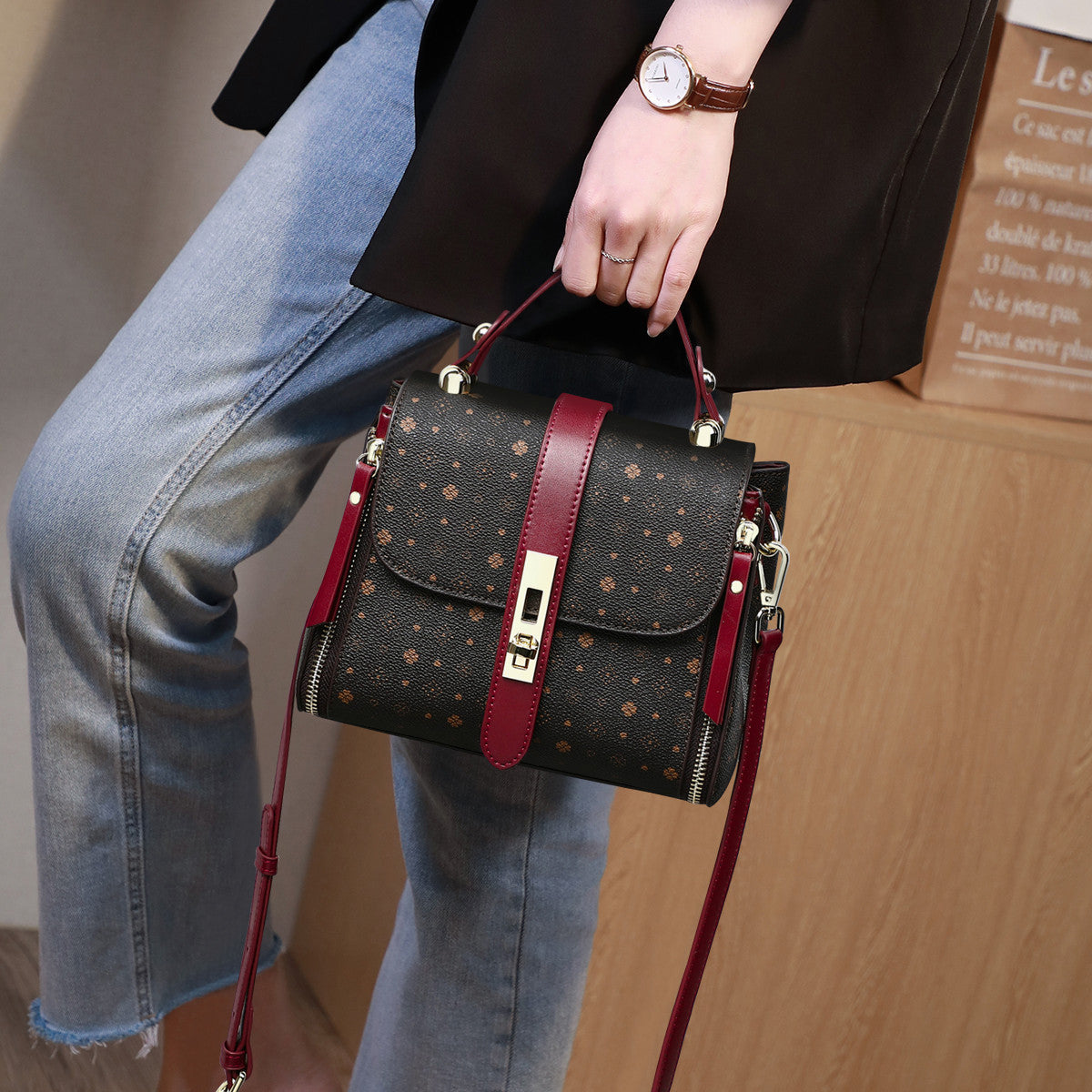 Women's Large Capacity Retro Printed Bucket Bag – Versatile Shoulder Handbag