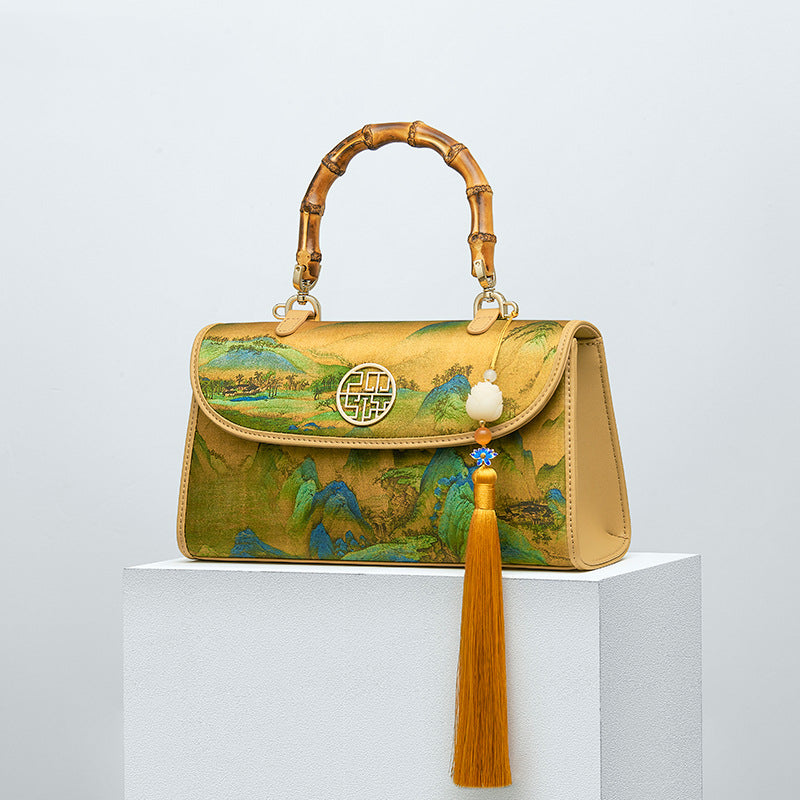 Women's Silk Cheongsam Chinese Style Bamboo Crossbody Bag – Oriental Small Handbag