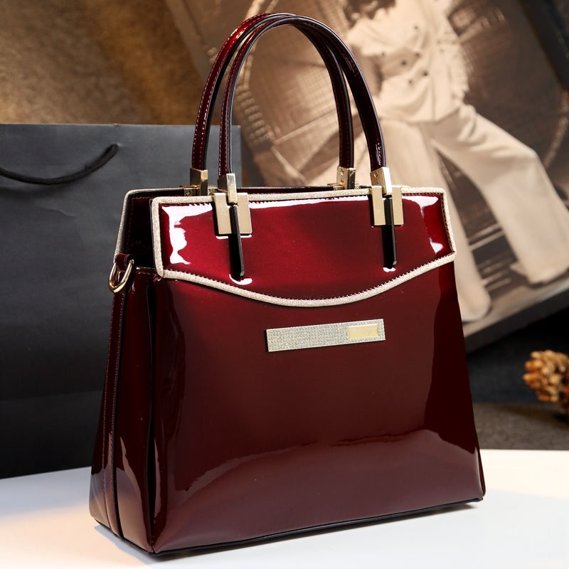 Women's Patent Leather Shell Shoulder Bag – Soft Cowhide Stitching Messenger Bag