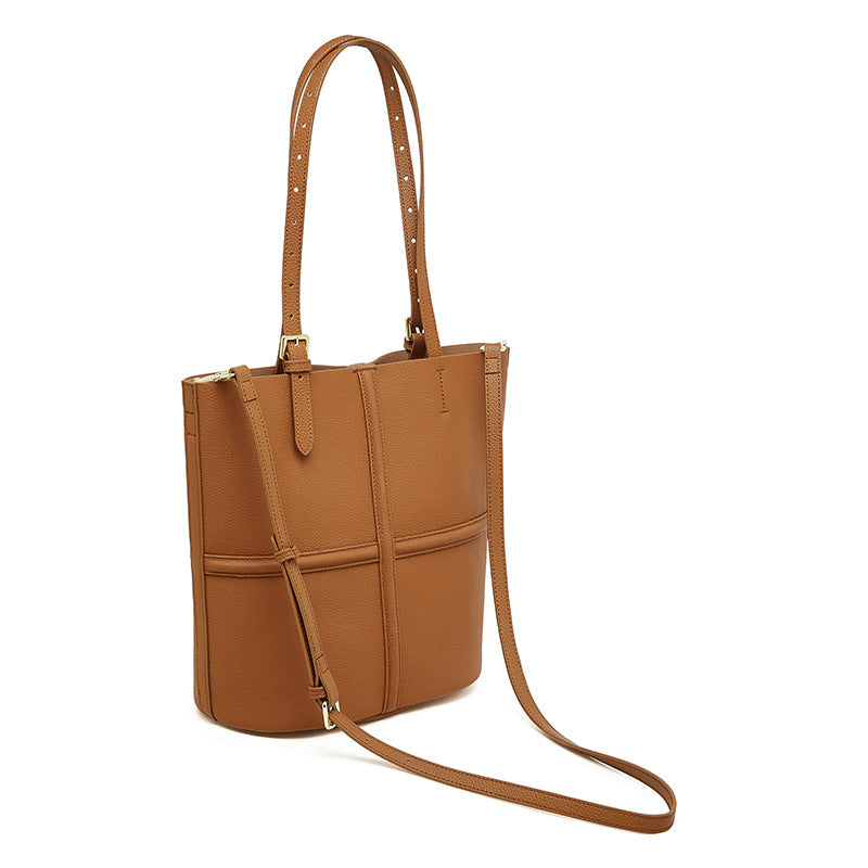 Women's First Layer Cowhide Bucket Bag – Large Genuine Leather Shoulder & Crossbody