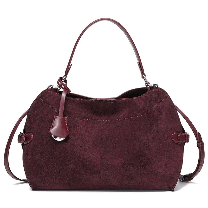 Women's Genuine Deer Suede Crossbody Bag – Brushed Leather Versatile Handbag