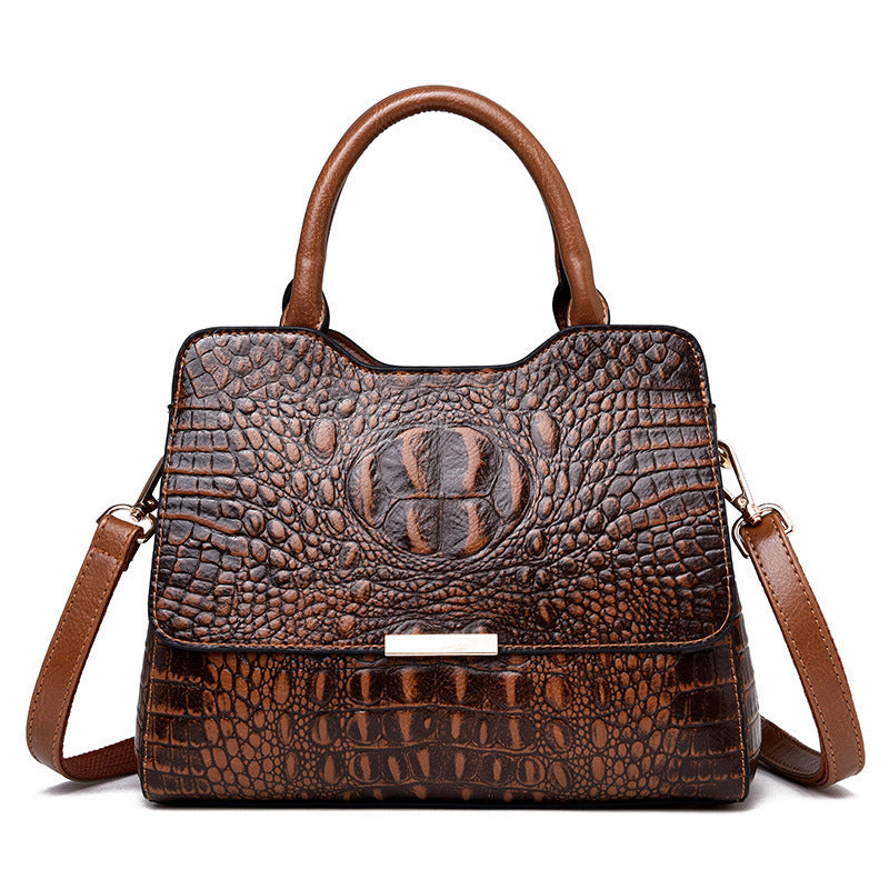 Women's Patent Leather Crocodile Tote Bag – Large Capacity Embossed Shoulder & Messenger Bag