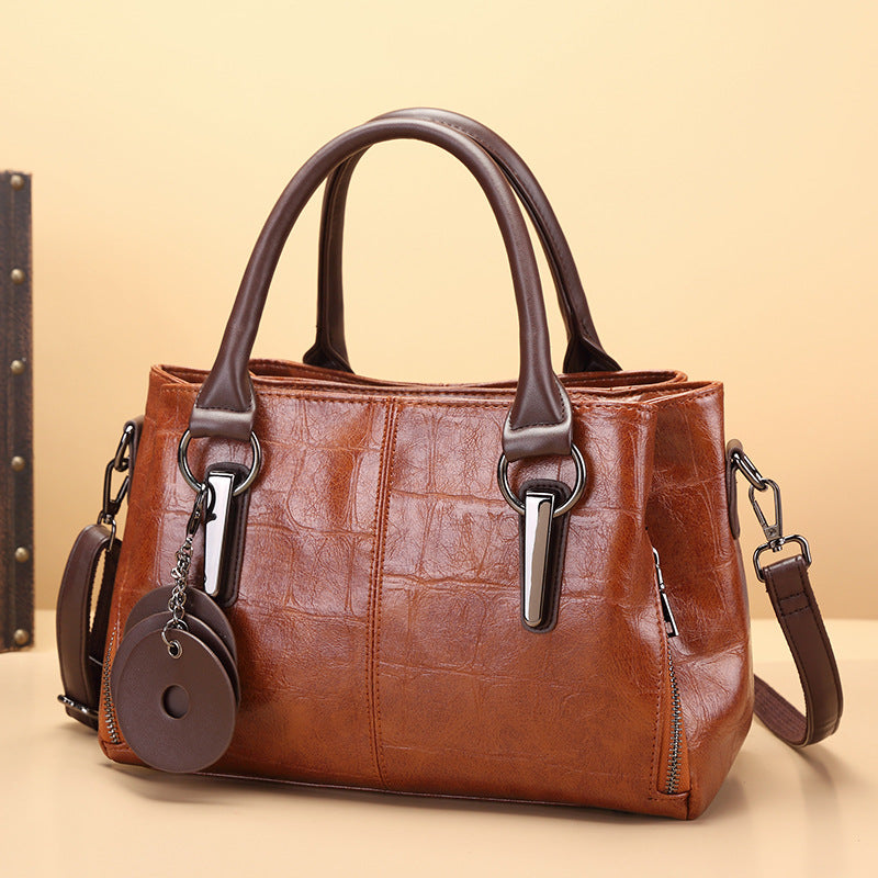 Women's Retro Contrast Colour Shoulder Bag – Large Capacity PU Leather Tote