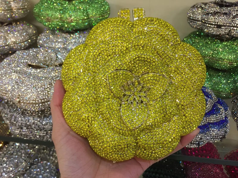 Women's Rose Metal Dinner Bag – Elegant Daily & Evening Clutch Handbag
