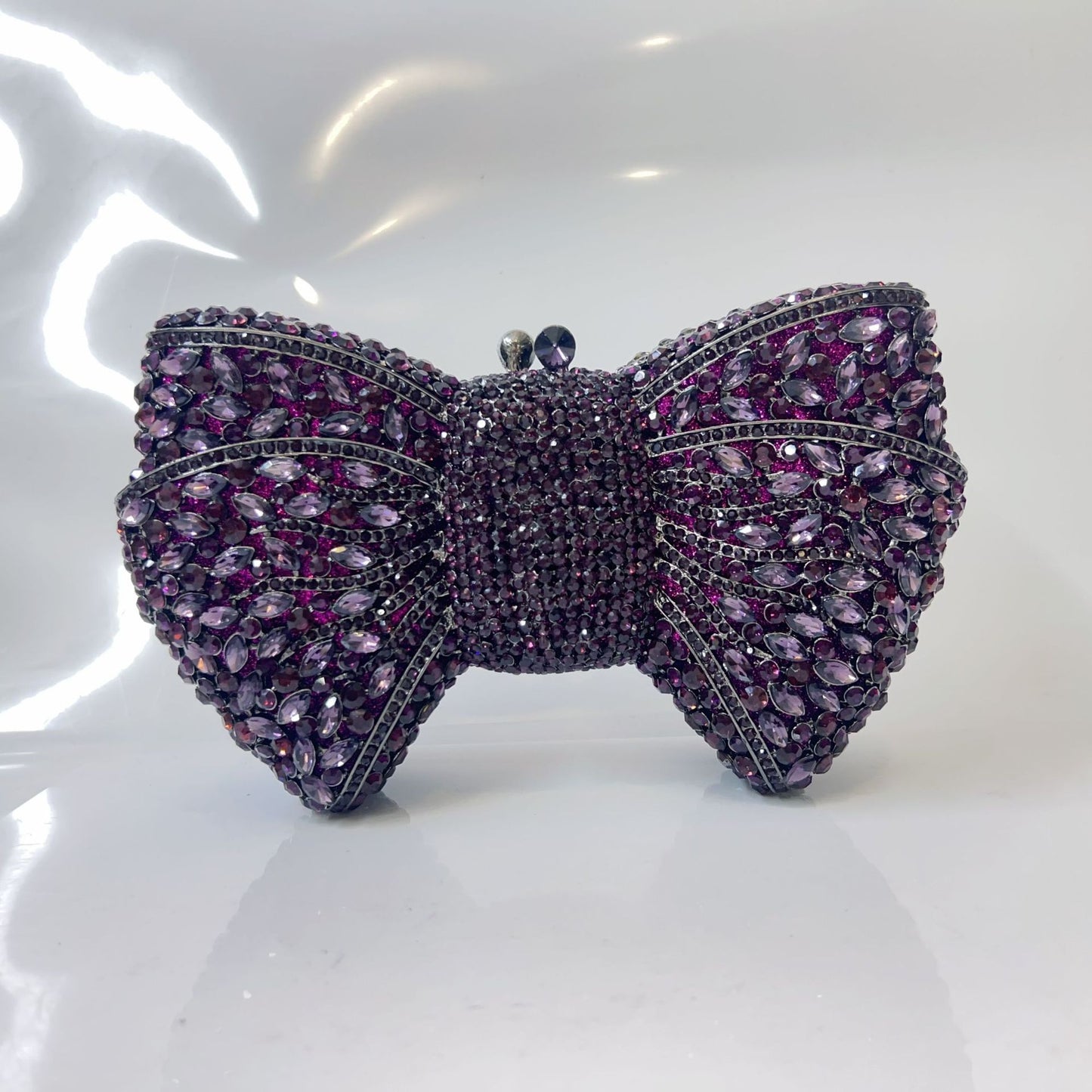 Women's Bow Diamond Rhinestone Clutch – Hard Metal Evening Bag in 22 Colours