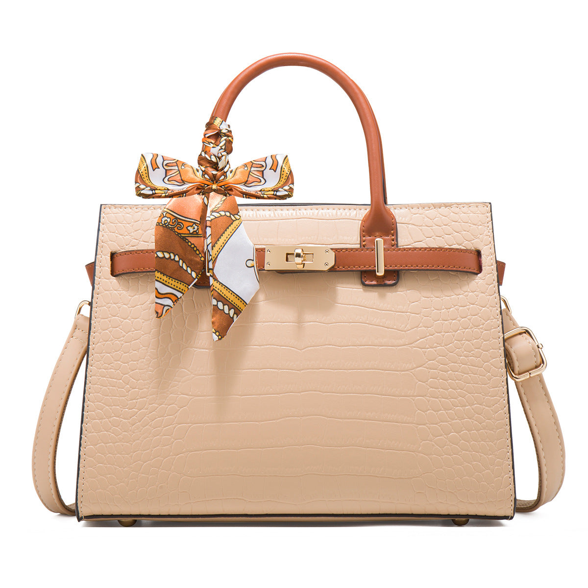 Women's Spacious PU Leather Tote Bag – Retro Clasp Shoulder Bag with Organised Interior
