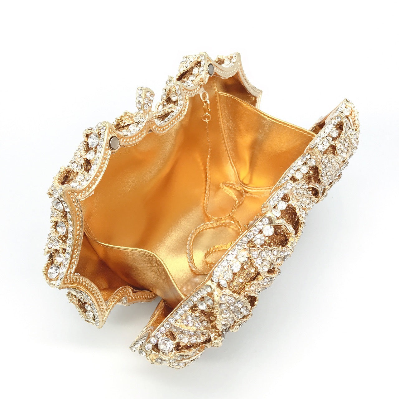 Women's Hollow Rose Diamond Dinner Bag – Crystal Floral Evening Clutch