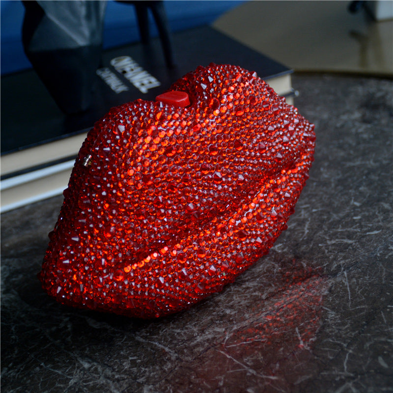 Women's Rhinestone Acrylic Lip Chain Dinner Bag – Glamorous Evening Clutch