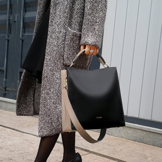 Women's Colour Contrast Square Box Shoulder Bag – Soft PU High-Sense Handbag