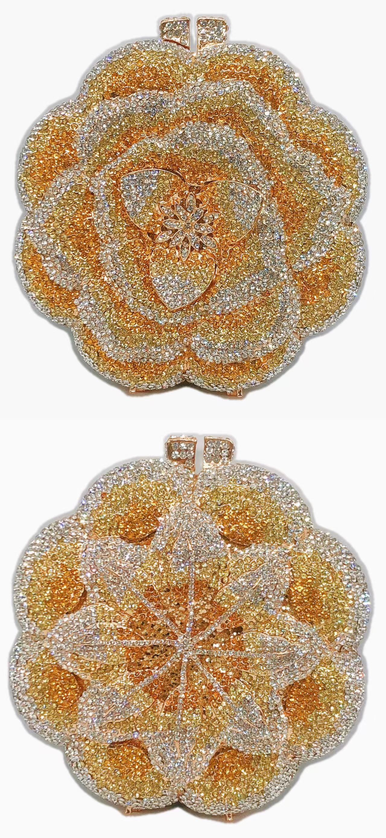 Women's Rose Metal Dinner Bag – Elegant Daily & Evening Clutch Handbag