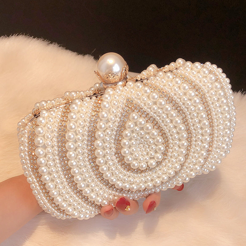 Women's Rhinestone Pearl Shoulder Bag – Vintage Beaded Evening Handbag