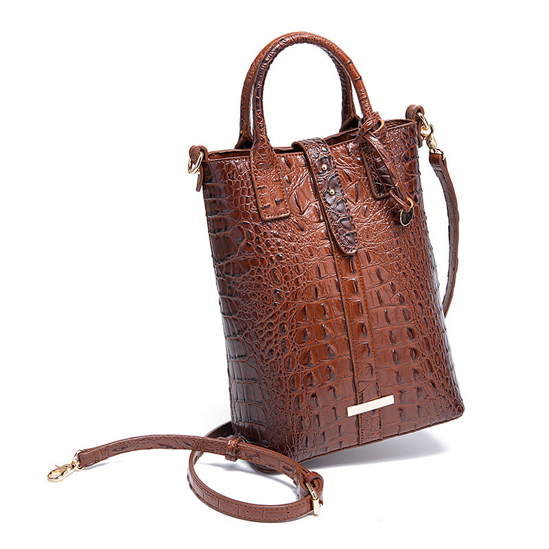 Women's Retro Multi-Colour Crocodile Pattern Shoulder Bag – Textured Vintage Handbag