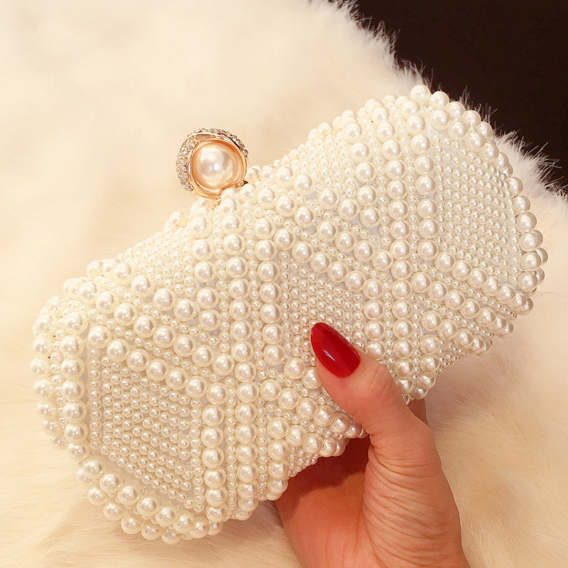 Women's Rhinestone Pearl Shoulder Bag – Vintage Beaded Evening Handbag