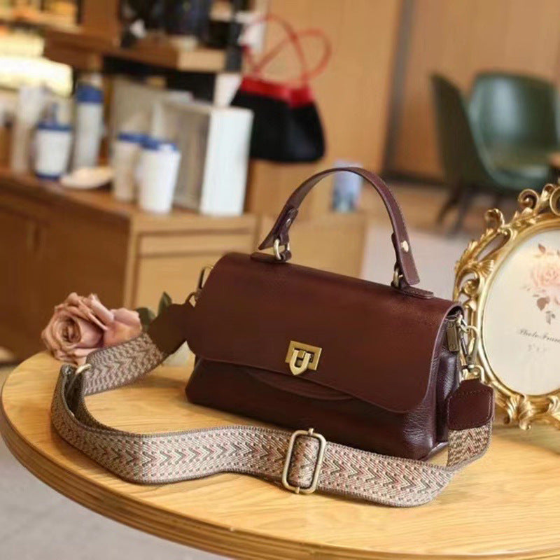 Women's Retro Leather Multi-Compartment Handbag – Fashion Vintage Style Bag