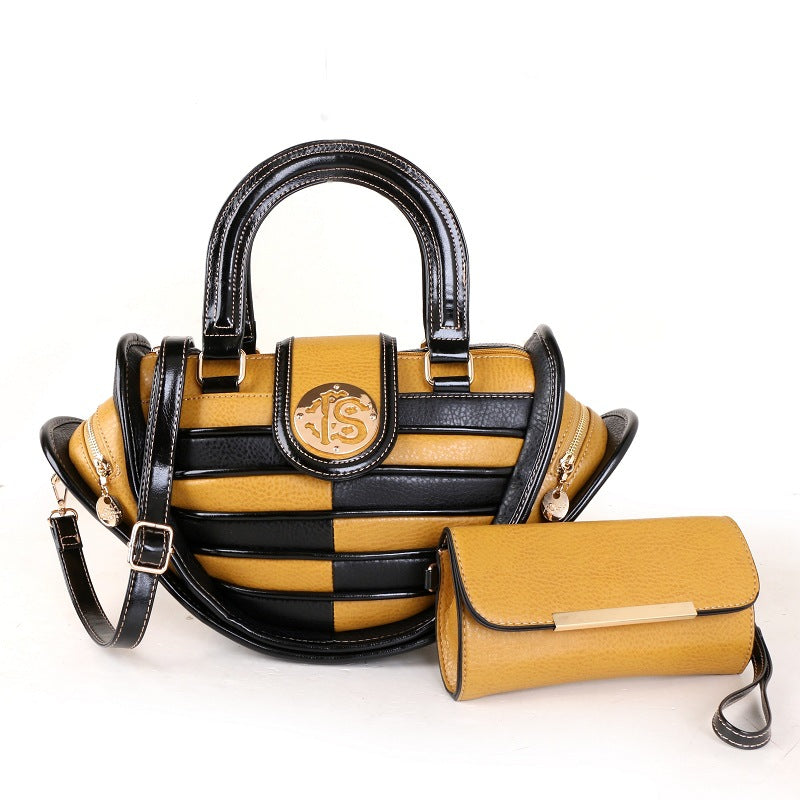 Women's Colourful Splicing Mother & Child Crossbody Bag – Large PU Dumpling Shoulder Handbag