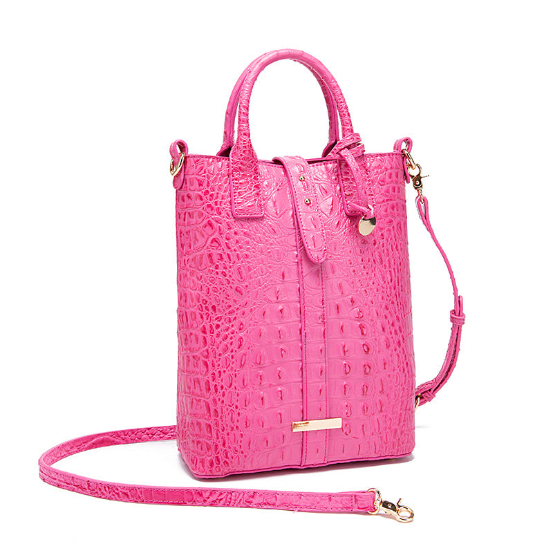 Women's Retro Multi-Colour Crocodile Pattern Shoulder Bag – Textured Vintage Handbag