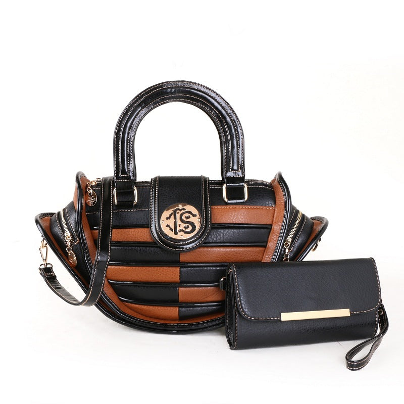 Women's Colourful Splicing Mother & Child Crossbody Bag – Large PU Dumpling Shoulder Handbag