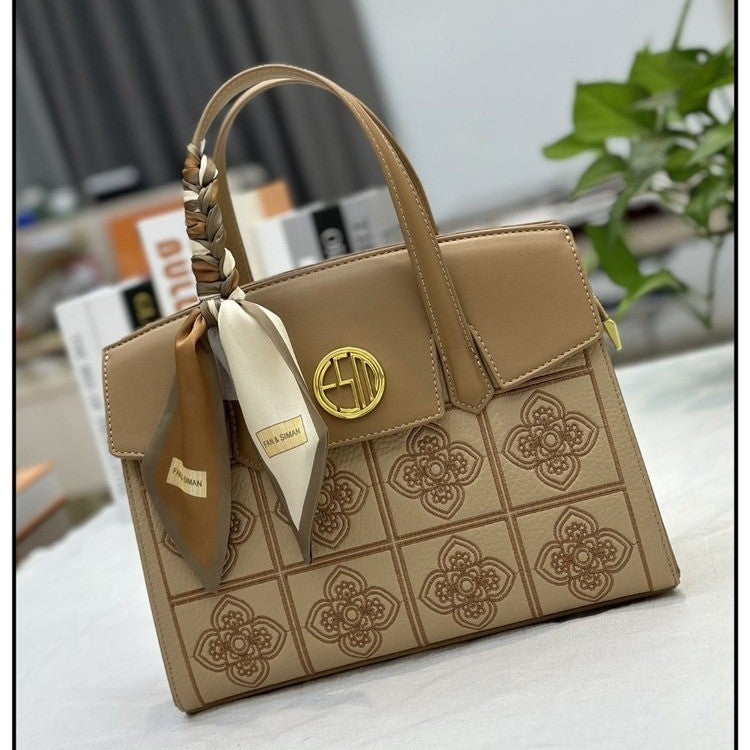 Women's Embroidered Silk Scarf Crossbody Bag – Elegant Boho Shoulder Handbag