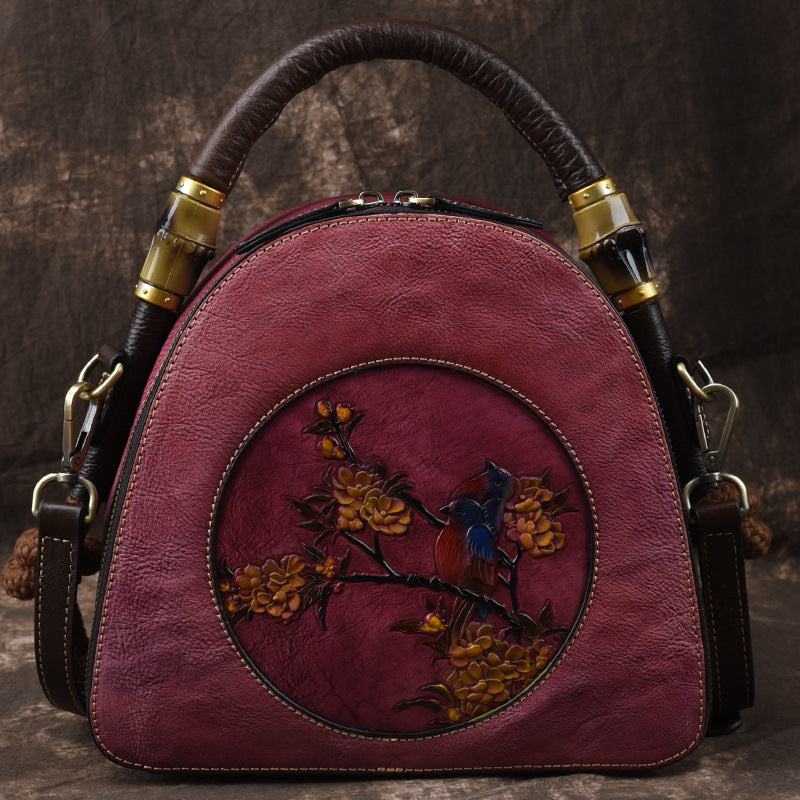 Women's Handmade Retro Genuine Leather Handbag – Artisan Crafted Shoulder Bag
