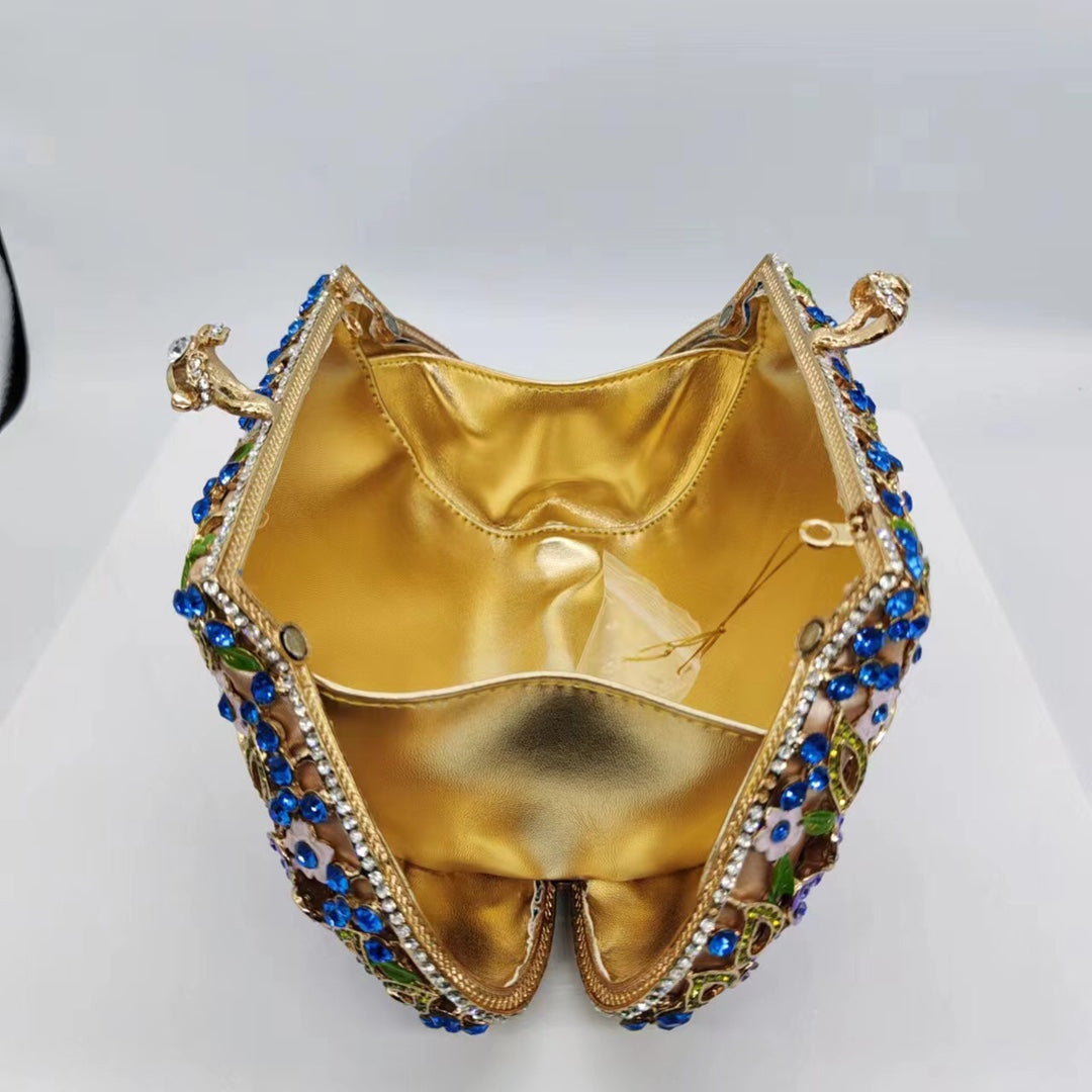 Women's Enamel Flower Diamond Evening Clutch – Dripping Oil Floral Dinner Bag