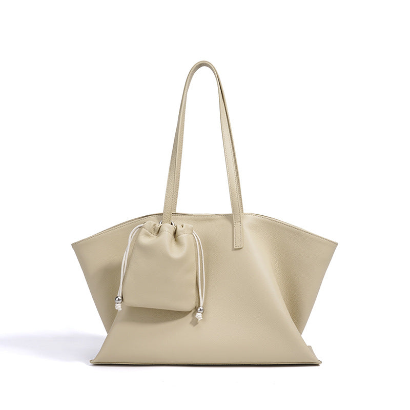 Women's Large Capacity First Layer Cowhide Shoulder Bag – Genuine Leather Underarm Tote