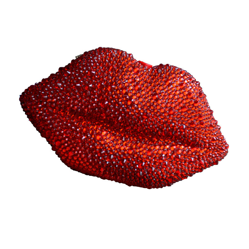 Women's Rhinestone Acrylic Lip Chain Dinner Bag – Glamorous Evening Clutch