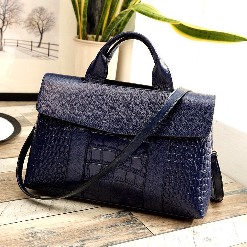 Women's First Layer Cowhide Boston Bag – Genuine Leather Shoulder & Messenger Handbag
