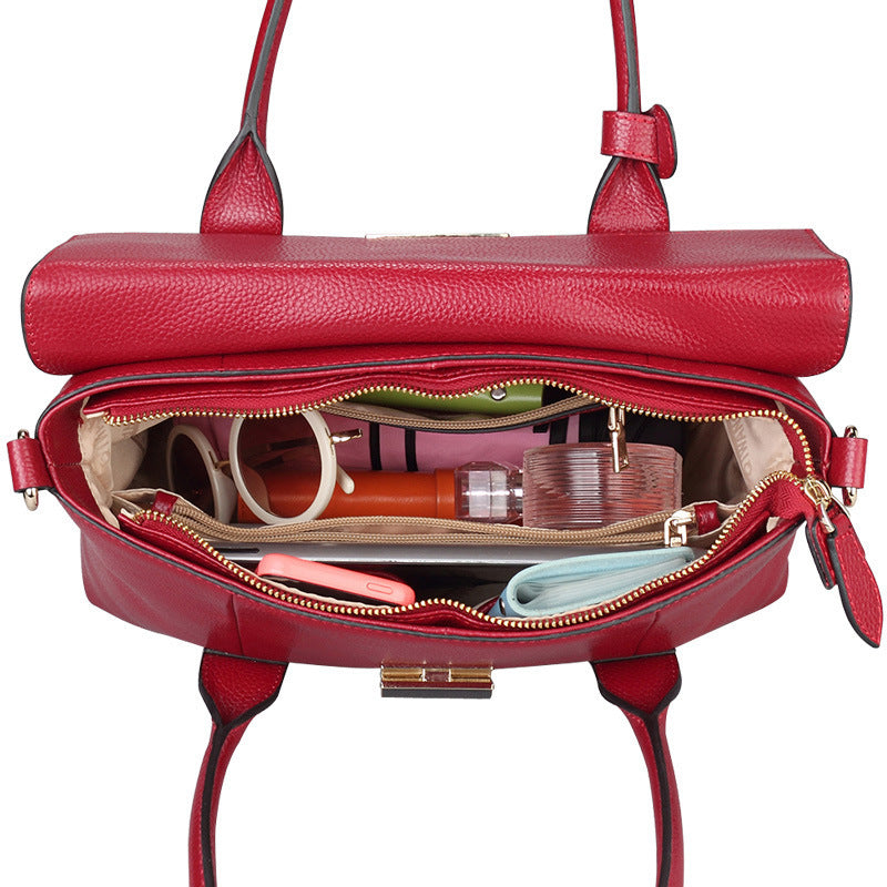 Women's First Layer Cowhide Shoulder Bag – Large Capacity Genuine Leather Crossbody Handbag