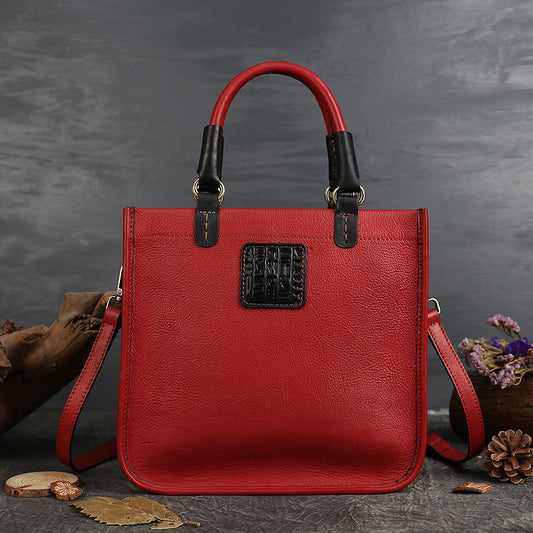 Women's First Layer Cowhide Embossed Shoulder Bag – Genuine Leather Crossbody Handbag