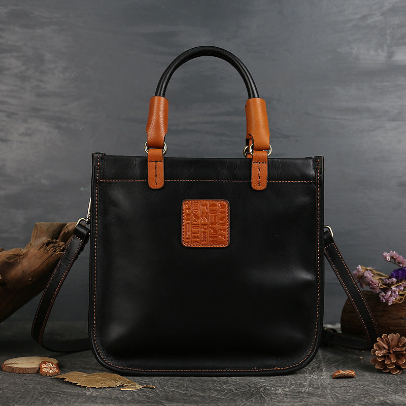 Women's First Layer Cowhide Embossed Shoulder Bag – Genuine Leather Crossbody Handbag