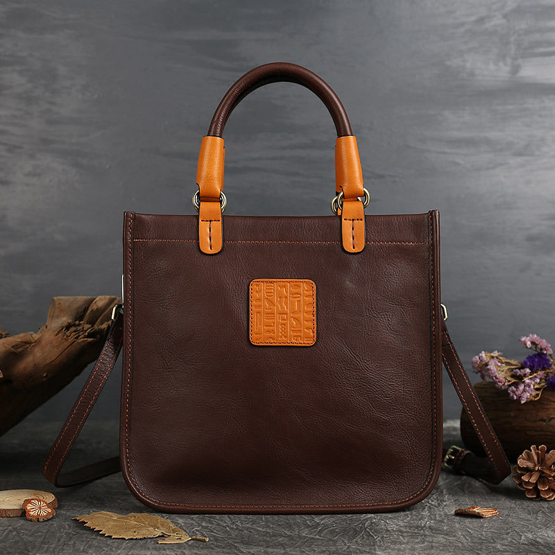 Women's First Layer Cowhide Embossed Shoulder Bag – Genuine Leather Crossbody Handbag