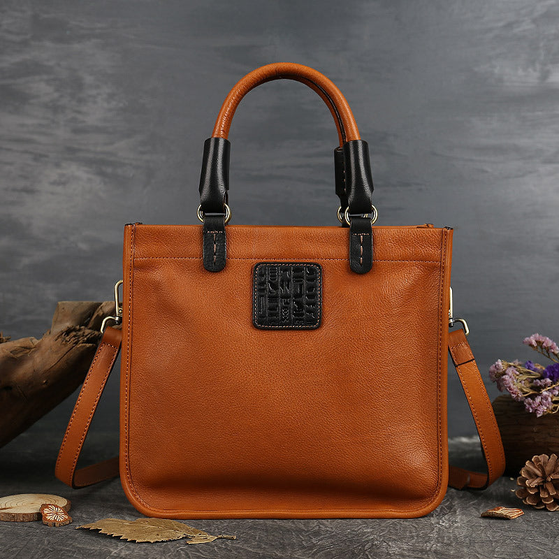 Women's First Layer Cowhide Embossed Shoulder Bag – Genuine Leather Crossbody Handbag