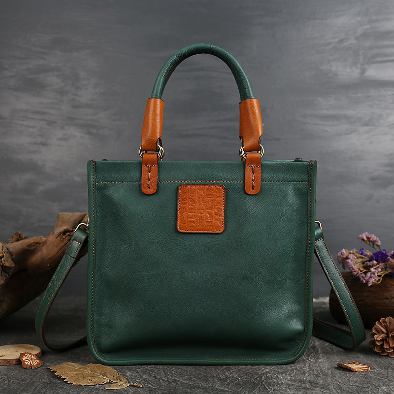 Women's First Layer Cowhide Embossed Shoulder Bag – Genuine Leather Crossbody Handbag