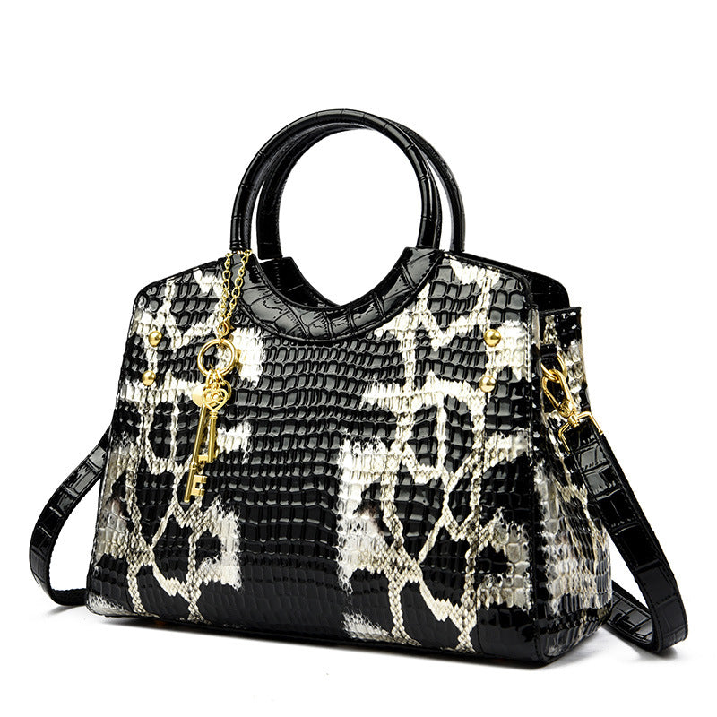 Women's Retro Snakeskin Pattern Large Handbag – Fashion Portable Tote Shoulder Bag
