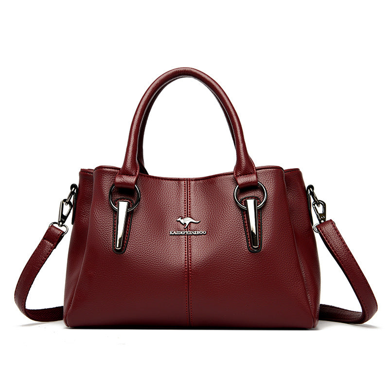 Women's Large Capacity Genuine Leather Crossbody Bag – Multi-Layer Two-Tone Cowhide