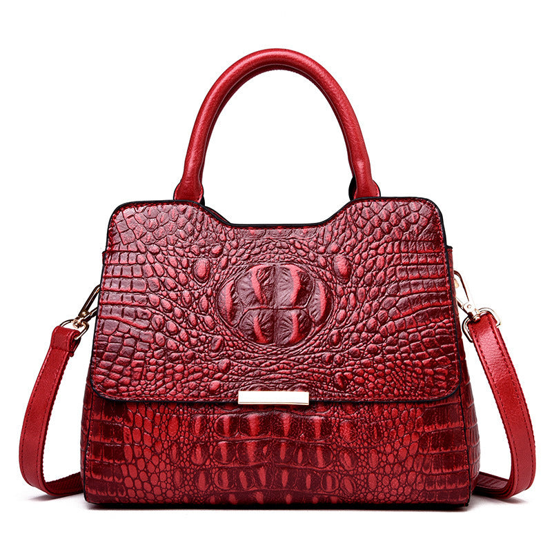 Women's Patent Leather Crocodile Tote Bag – Large Capacity Embossed Shoulder & Messenger Bag