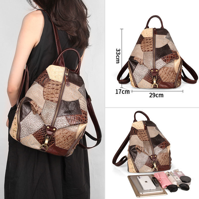 Retro Leather Women's Backpack – Large Capacity Vintage Style Bag