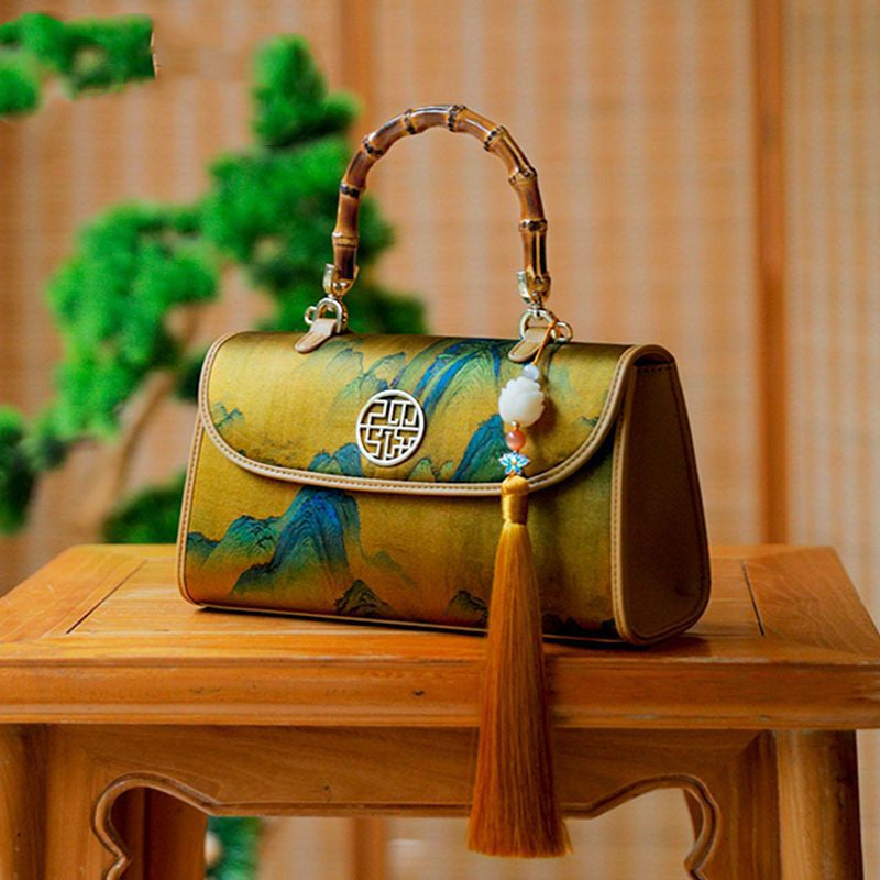 Women's Silk Cheongsam Chinese Style Bamboo Crossbody Bag – Oriental Small Handbag