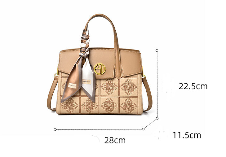 Women's Embroidered Silk Scarf Crossbody Bag – Elegant Boho Shoulder Handbag