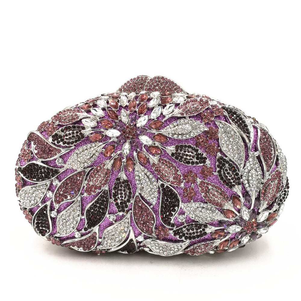 Women's Rhinestone Cutout Clutch Bag – Fashion Evening Clutch with Colour Detail