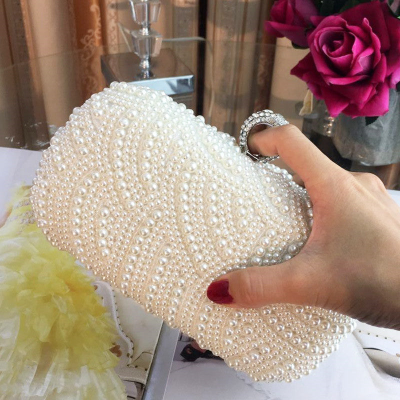 Women's Rhinestone Pearl Shoulder Bag – Vintage Beaded Evening Handbag