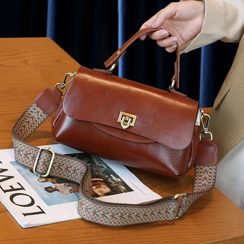 Women's Retro Leather Multi-Compartment Handbag – Fashion Vintage Style Bag