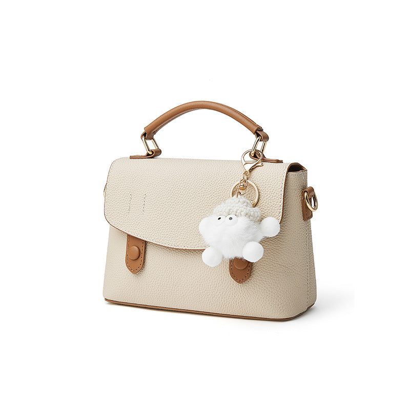 Women's Full-Grain Cowhide Cambridge Bag – Colour Block Genuine Leather Shoulder Bag
