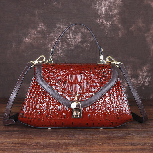 Women's Top Layer Cowhide Colour-Block Shoulder Bag – Soft Genuine Leather Messenger Bag