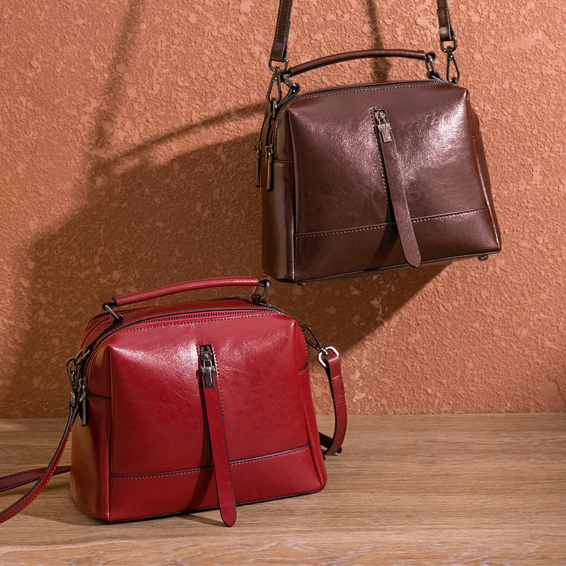 Women's Vintage Cowhide Single Shoulder Messenger Bag – Retro Genuine Leather Crossbody