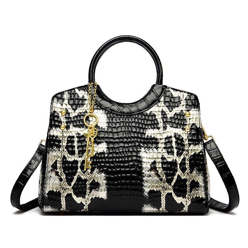 Women's Retro Snakeskin Pattern Large Handbag – Fashion Portable Tote Shoulder Bag