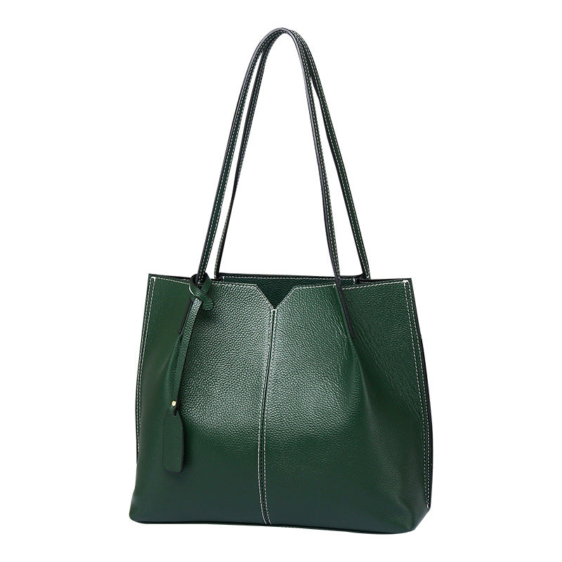 Women's Large Capacity First Layer Cowhide Shoulder Bag – Soft Genuine Leather Handbag
